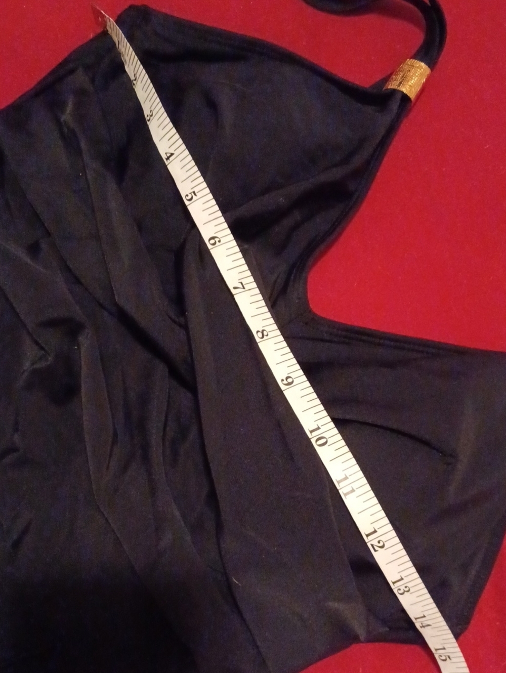 > Black One Piece Swimsuit With Tummy Control And Gold Decor Size Large - Picture 10 of 11